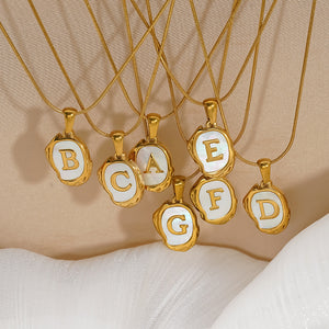 Womens Lava Shell Letter Necklace Jewelry Piece