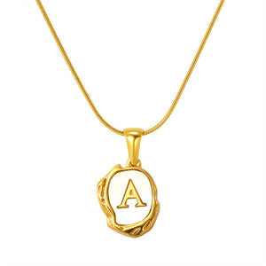 Womens Lava Shell Letter Necklace Jewelry Piece