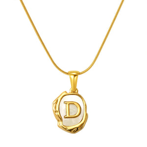 Womens Lava Shell Letter Necklace Jewelry Piece
