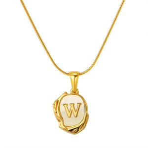 Womens Lava Shell Letter Necklace Jewelry Piece