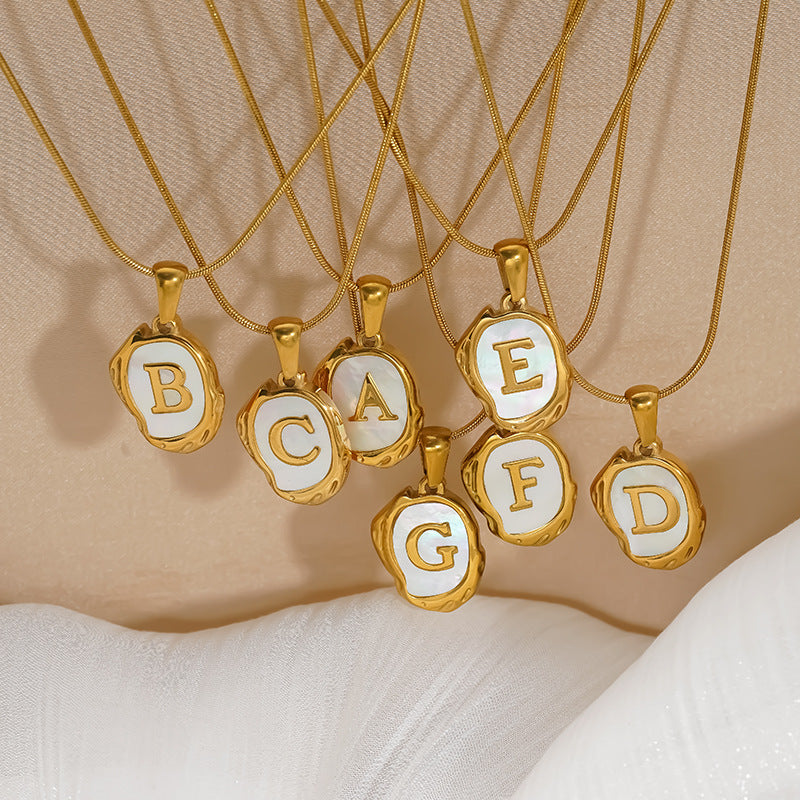Womens Lava Shell Letter Necklace Jewelry Piece