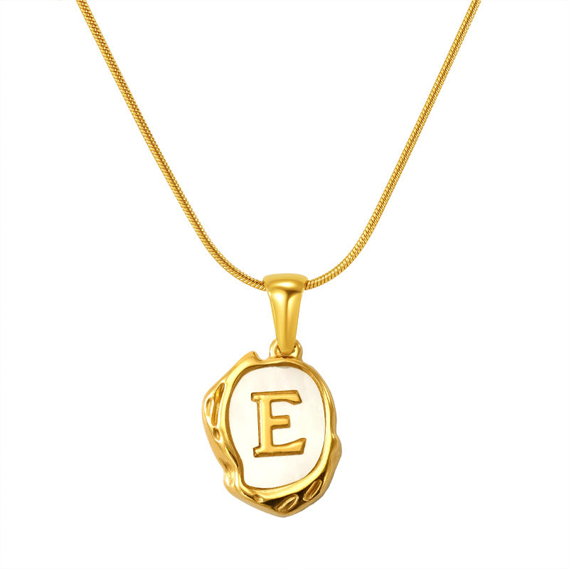 Womens Lava Shell Letter Necklace Jewelry Piece