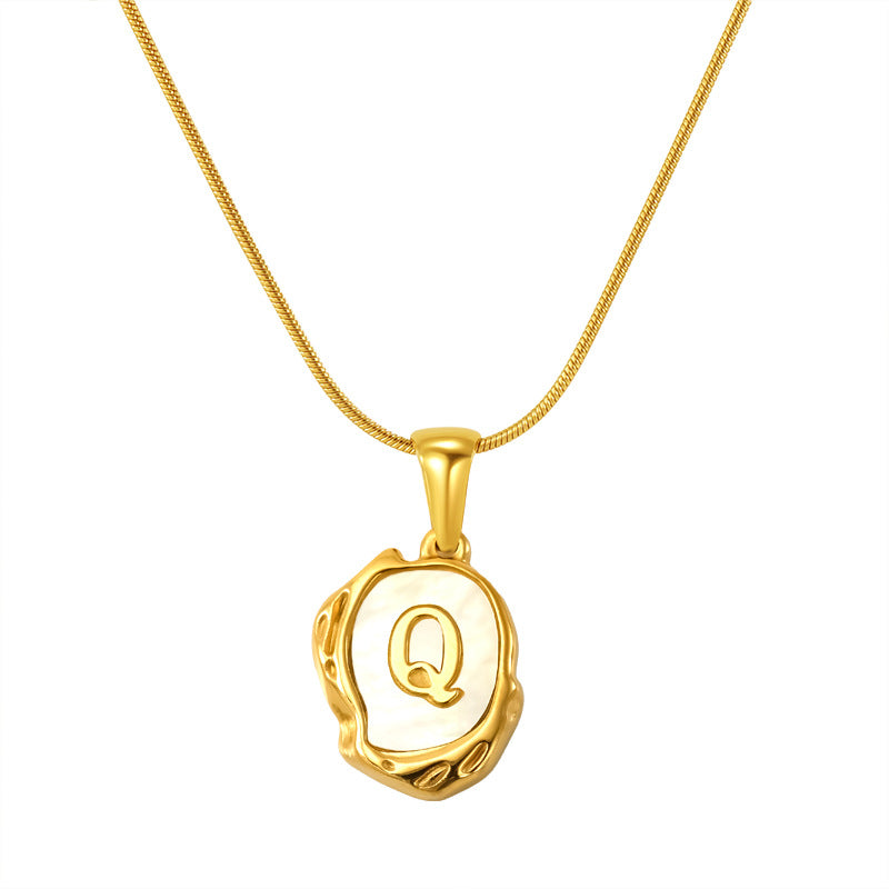 Womens Lava Shell Letter Necklace Jewelry Piece