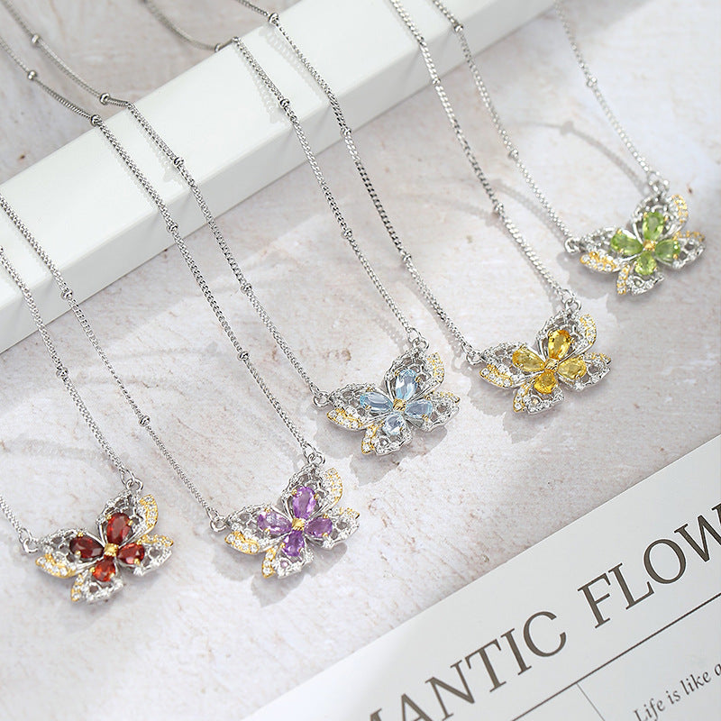 Natural Crystal Stone Butterfly Jewelry 