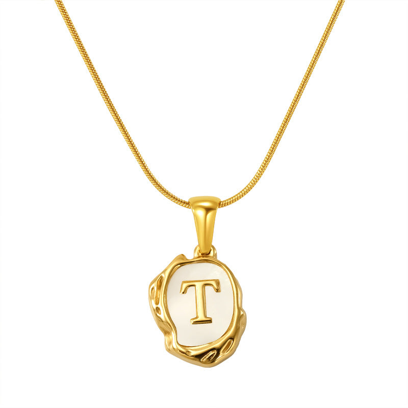 Womens Lava Shell Letter Necklace Jewelry Piece