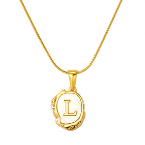 Womens Lava Shell Letter Necklace Jewelry Piece