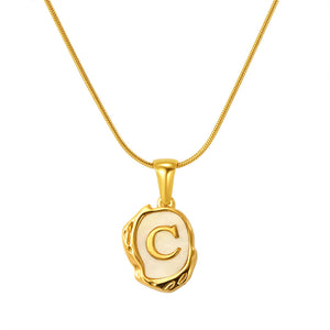 Womens Lava Shell Letter Necklace Jewelry Piece