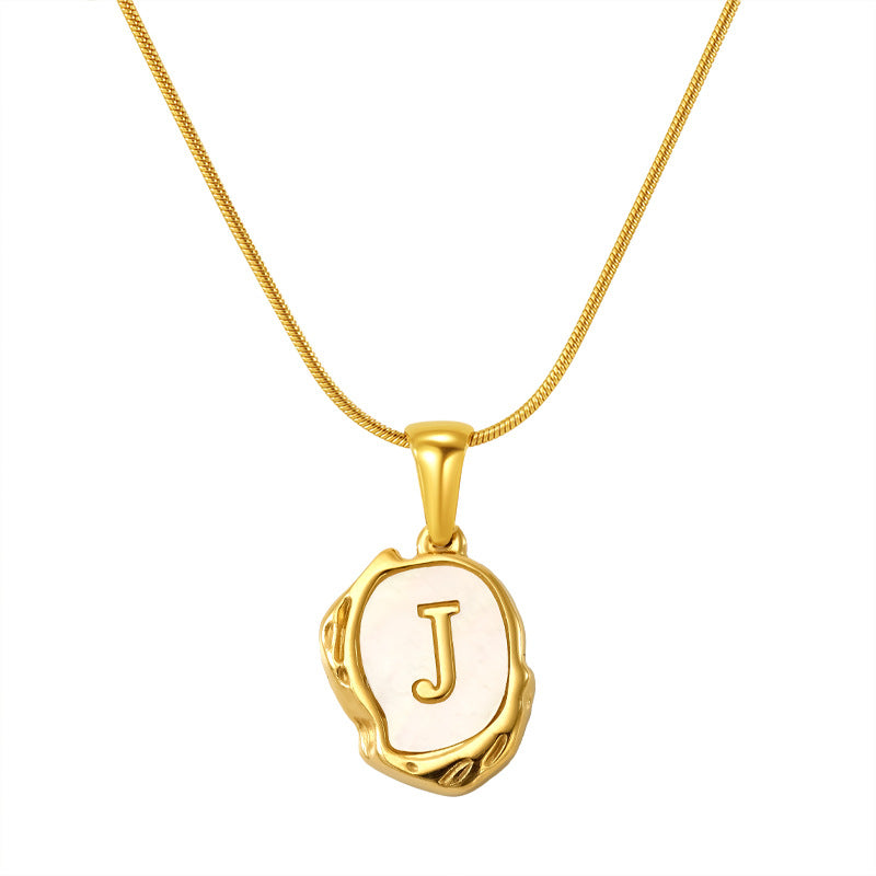Womens Lava Shell Letter Necklace Jewelry Piece