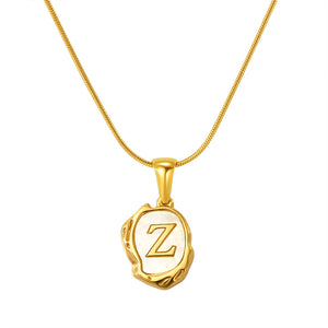 Womens Lava Shell Letter Necklace Jewelry Piece