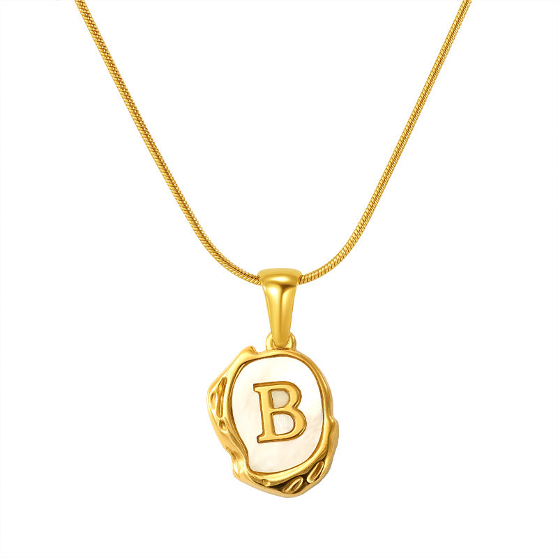 Womens Lava Shell Letter Necklace Jewelry Piece