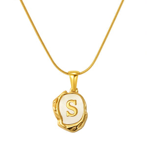 Womens Lava Shell Letter Necklace Jewelry Piece