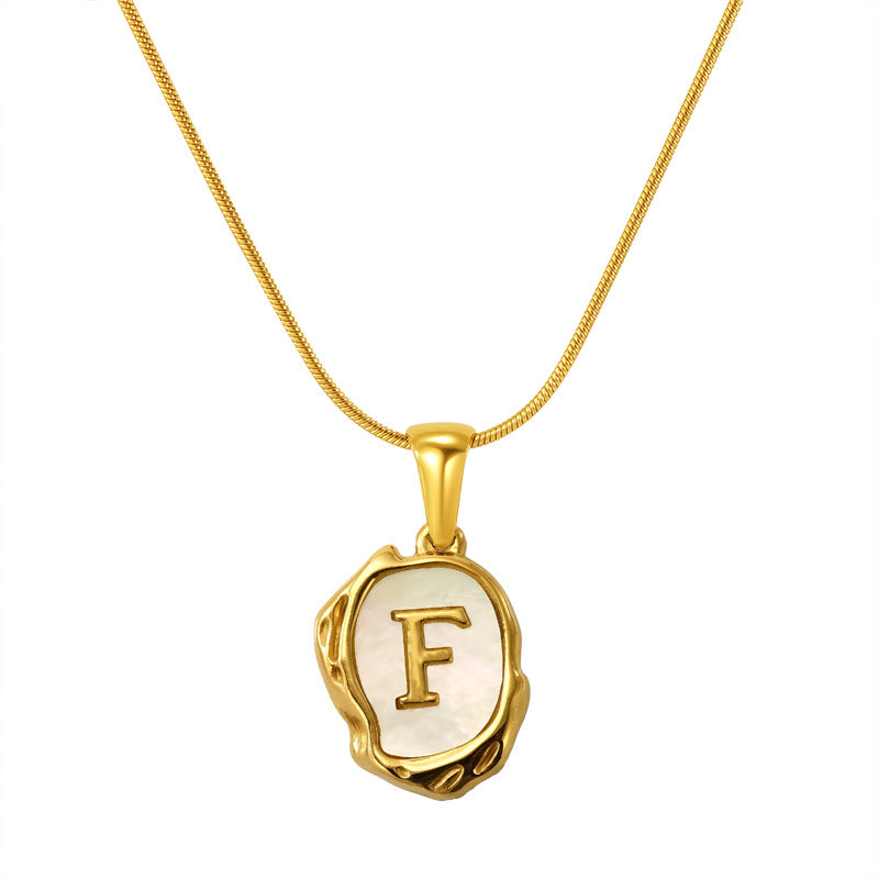 Womens Lava Shell Letter Necklace Jewelry Piece