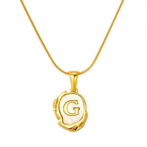 Womens Lava Shell Letter Necklace Jewelry Piece