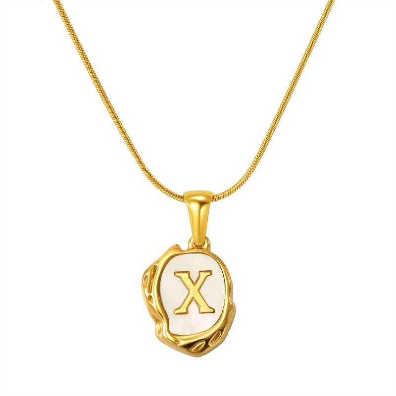 Womens Lava Shell Letter Necklace Jewelry Piece