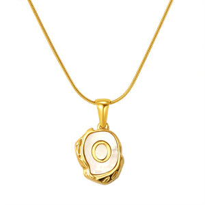 Womens Lava Shell Letter Necklace Jewelry Piece