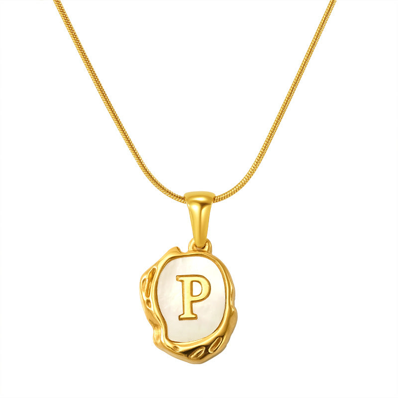 Womens Lava Shell Letter Necklace Jewelry Piece